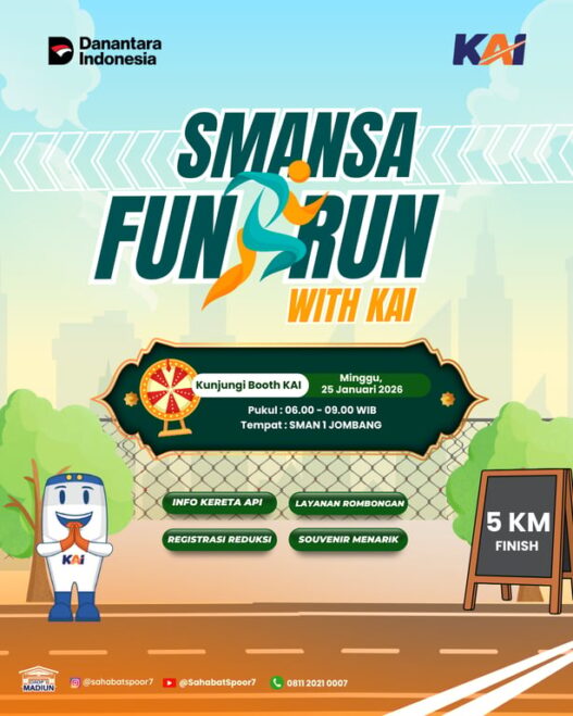 KAI Daop 7 Madiun Hadir Lebih Dekat dalam Event “Smansa Fun Run With KAI” di Kota Jombang