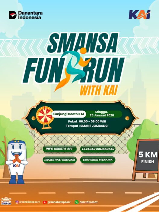 KAI Daop 7 Madiun Hadir Lebih Dekat dalam Event “Smansa Fun Run With KAI” di Kota Jombang