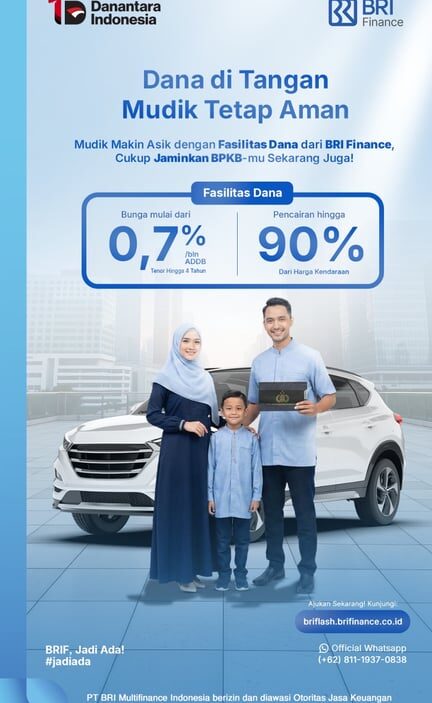 Mudik Tanpa Cemas Soal Biaya, BRI Finance Siapkan Fasilitas Dana Tunai Aman di Tangan