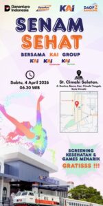 KAI Daop 2 Bandung bersama KAI Commuter dan KAI Services Gelar Senam Sehat Gratis dan Layanan Kesehatan Untuk Masyarakat di Stasiun Cimahi Selatan