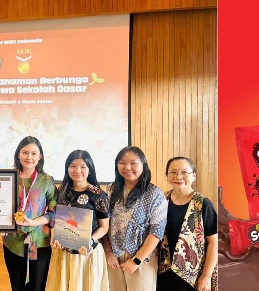 Ribuan Siswa SD Tanam Bunga, Nissin Soklat & PT Monde Mahkota Biskuit Raih Rekor MURI