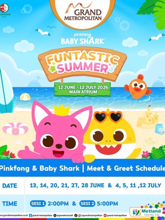 Pertama di Bekasi, Pinkfong and Baby Shark Hadir di Grand Metropolitan Bekasi Selama Libur Sekolah